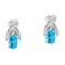 14k White Gold 6x4 mm Blue Topaz and Diamond Oval Shaped Earrings 0.96 CTW