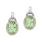 14K White Gold Oval Green Amethyst and Diamond Earrings 1.06 CTW