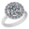 1.75 Ctw Diamond I2/I3 14K White Gold Vintage Style Halo Ring