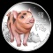 2019 Tuvalu 1/2 oz Silver Lunar Baby Pig Proof Colorized