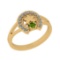 0.22 Ctw I2/I3 Peridot And Diamond 10K Yellow Gold Vintage Style Ring