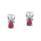 14k White Gold Pear-Shaped Ruby and Diamond Stud Earrings
