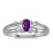 10k White Gold Oval Amethyst Ring 0.18 CTW