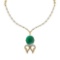 21.45 Ctw VS/SI1 Emerald And Diamond 14k Yellow Gold Victorian Style Necklace