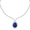6.28 Ctw VS/SI1 Tanzanite And Diamond 14k White Gold Victorian Style Necklace