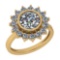 2.25 Ctw Diamond I2/I3 14K Yellow Gold Vintage Style Halo Ring