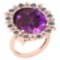 14.29 Ctw VS/SI1 Amethyst And Diamond 14k Rose Gold Victorian Style Ring