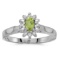 14k White Gold Oval Peridot And Diamond Ring 0.27 CTW