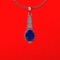 2.90 Ctw VS/SI1 Blue Sapphire And Diamond 14K White Gold Necklace
