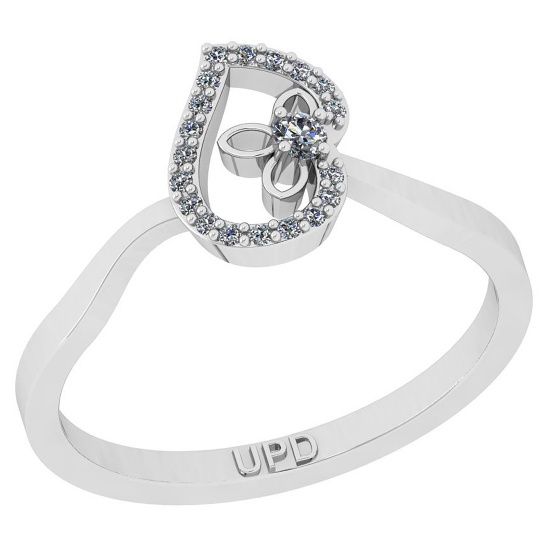 0.13 Ctw SI2/I1 Diamond 14K White Gold Leaf Ring