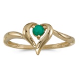14k Yellow Gold Round Emerald Heart Ring 0.19 CTW