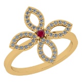 0.38 Ctw I2/I3 Ruby And Diamond 14K Yellow Gold Ring