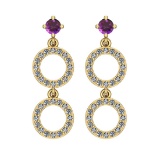 1.04 Ctw VS/SI1 Amethyst And Diamond 10K Yellow Gold Dangling Earrings