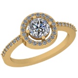 1.17 Ctw Diamond I2/I3 14K Yellow Gold Vintage Style Halo Ring