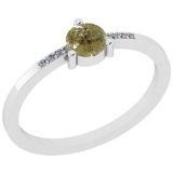 0.39 Ct Natural Yellow Diamond I2/I3And White Diamond I2/I3 18k White Gold Vintage Style Ring