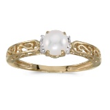 10k Yellow Gold Pearl And Diamond Ring 0.01 CTW