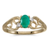 10k Yellow Gold Oval Emerald And Diamond Ring 0.33 CTW