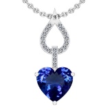 3.17 Ctw SI2/I1 Tanzanite And Diamond Platinum Pandant