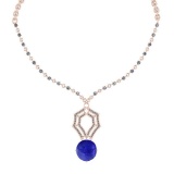 13.56 Ctw SI2/I1 Tanzanite And Diamond 14k Rose Gold Victorian Style Necklace
