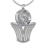 0.58 Ctw SI2/I1 Diamond 14K White Gold Basketball Necklace