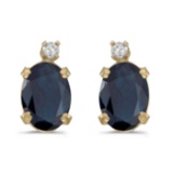 14k Yellow Gold Oval Sapphire And Diamond Earrings 1.64 CTW