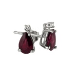 14k White Gold  Pear Shaped Ruby And Diamond Earrings 0.46 CTW