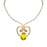 19.70 Ctw SI2/I1 Lemon Topaz And Diamond 14k Yellow Gold Victorian Style Necklace