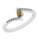 0.29 Ct Natural Yellow Diamond I2/I3And White Diamond I2/I3 18k White Gold Vintage Style Ring