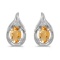 14k White Gold Oval Citrine And Diamond Earrings 0.64 CTW