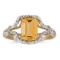 14k Yellow Gold Emerald-cut Citrine And Diamond Ring 1.36 CTW