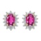 14k Yellow Gold Oval Pink Topaz And Diamond Earrings 0.9 CTW