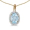 14k Yellow Gold Oval Aquamarine And Diamond Pendant