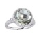 14k Brushed White Gold Round Green Amethyst and Diamond Ring 6.05 CTW