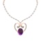 23.69 Ctw VS/SI1 Amethyst And Diamond 14k Rose Gold Victorian Style Necklace