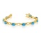 14k Yellow Gold Natural Blue-Topaz And Diamond Tennis Bracelet 4.92 CTW