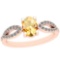 0.64 Ctw Citrine And Diamond I2/I310K Rose Gold Vintage Style Ring