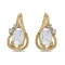 14k Yellow Gold Oval White Topaz And Diamond Teardrop Earrings 1 CTW