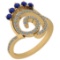 0.96 Ctw VS/SI1 Blue Sapphire And Diamond 14K Yellow Gold Ring