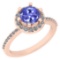 1.52 Ctw VS/SI1 Tanzanite And Diamond 14K Rose Gold Engagement Halo Ring