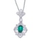 14k White Gold Emerald and Diamond Fleur De Lis Pendant