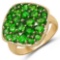 14K Yellow Gold Plated 2.96 CTW Genuine Chrome Diopside .925 Sterling Silver Ring