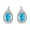 14k White Gold Oval Blue Topaz And Diamond Earrings 0.82 CTW