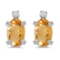 Sterling Silver Oval Citrine and Diamond Earrings