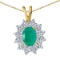 14k Yellow Gold Emerald Oval Pendant with Diamonds