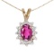 Certified 14k Yellow Gold Oval Pink Topaz And Diamond Pendant