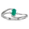 10k White Gold Oval Emerald And Diamond Wave Ring 0.17 CTW