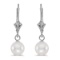 14k White Gold 8-8.5 mm White Freshwater Pearl Leverback Earrings  CTW