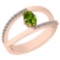 0.64 Ctw Peridot And Diamond I2/I3 10K Rose Gold Vintage Style Ring