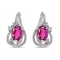 14k White Gold Oval Pink Topaz And Diamond Teardrop Earrings 0.9 CTW