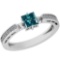 0.77 Ctw I1/I2 Treated Fancy Blue And White Diamond Platinum Ring